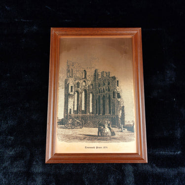 Tynemouth Priory 1874 Copper Engraving Art  Framed 9.75