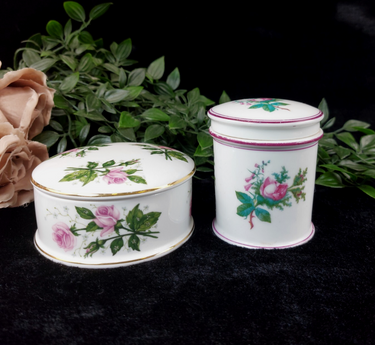 Staffordshire Crown Porcelain Set of 2 Small Canister & Trinket Box  , see pics0