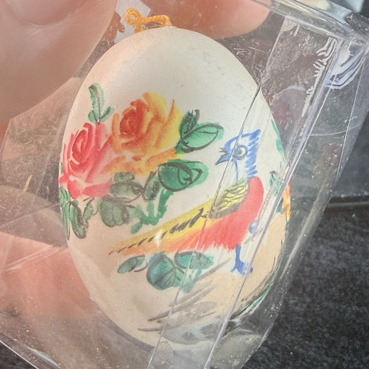 Boxed Easter Hand Painted Real Egg Shell Ornaments  Chinese Bird Floral  Set of 10