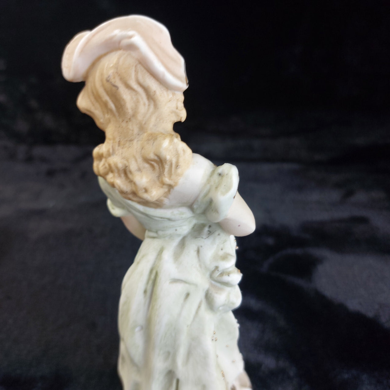 German 9in Bisque Figurine Girl Watering Can Antique Hand Painted Gilt Accents4