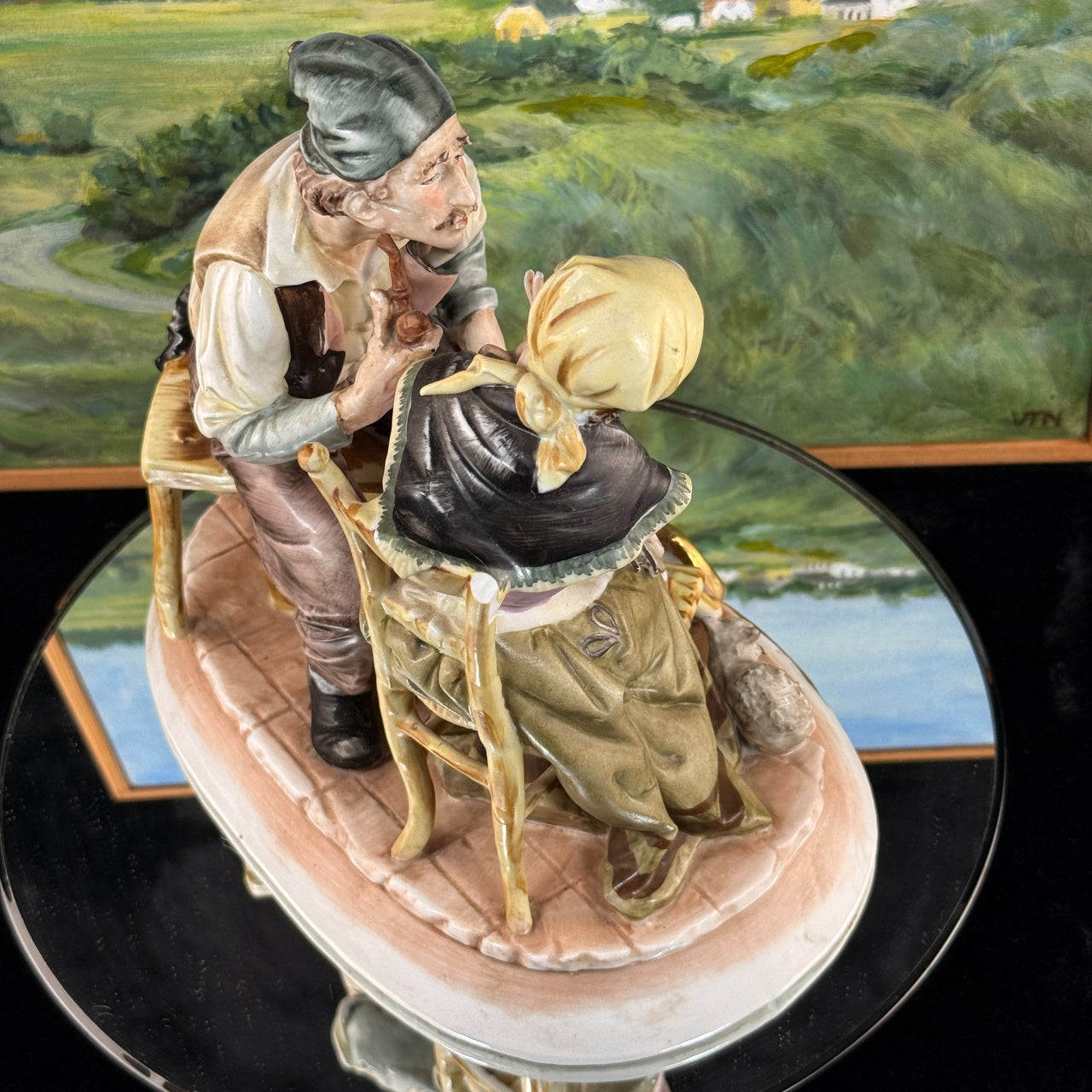 Fuji Figure Porcelain Couple Scene Large Figurine 9.5in display decor bookshelf14