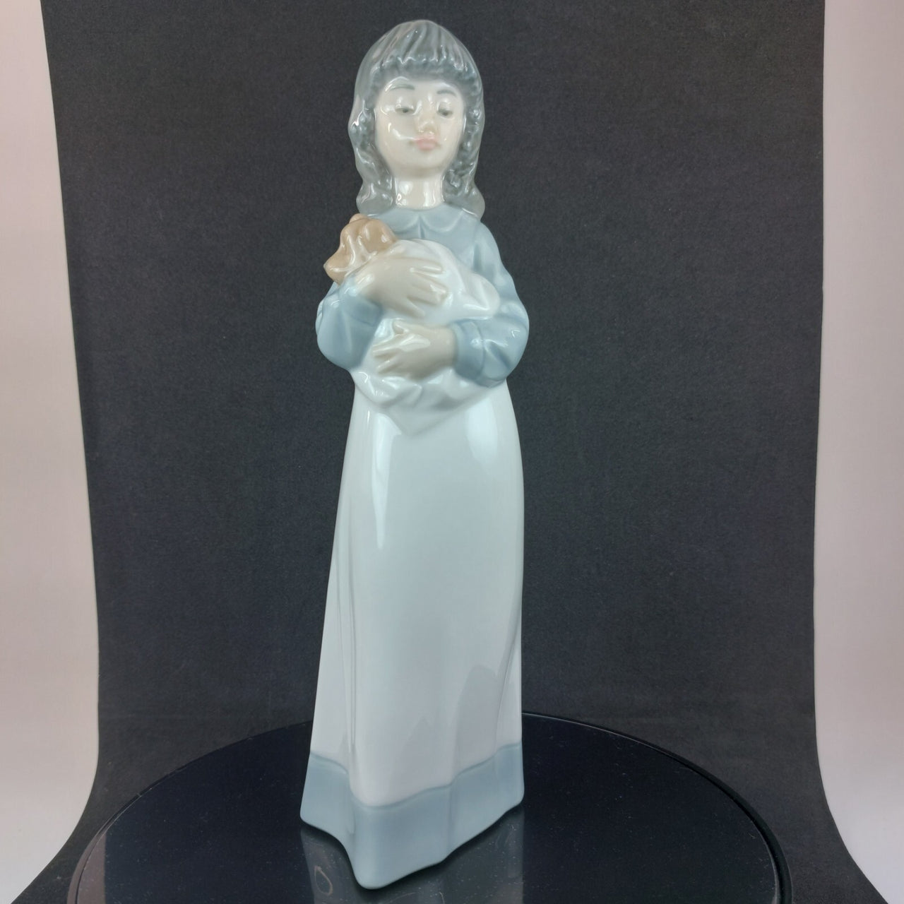 NAO Handmade Beautiful Porcelain Young ladyl with Puppy Figurine - 8.9" - 1990.21