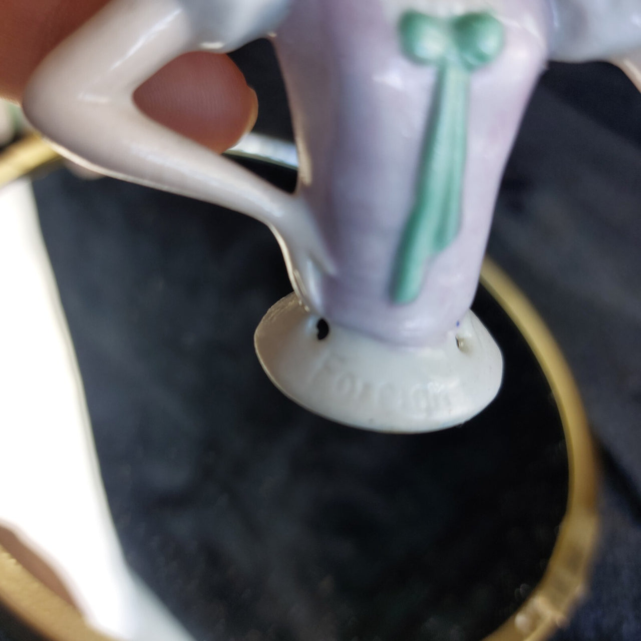 Porcelain Doll Half Lot of 4 Foreign Marked Hand Painted Figurines 3in Worn13