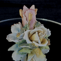 Thumbnail for Capodimonte Style Porcelain Floral Figurine with Handle holder candle chipped4