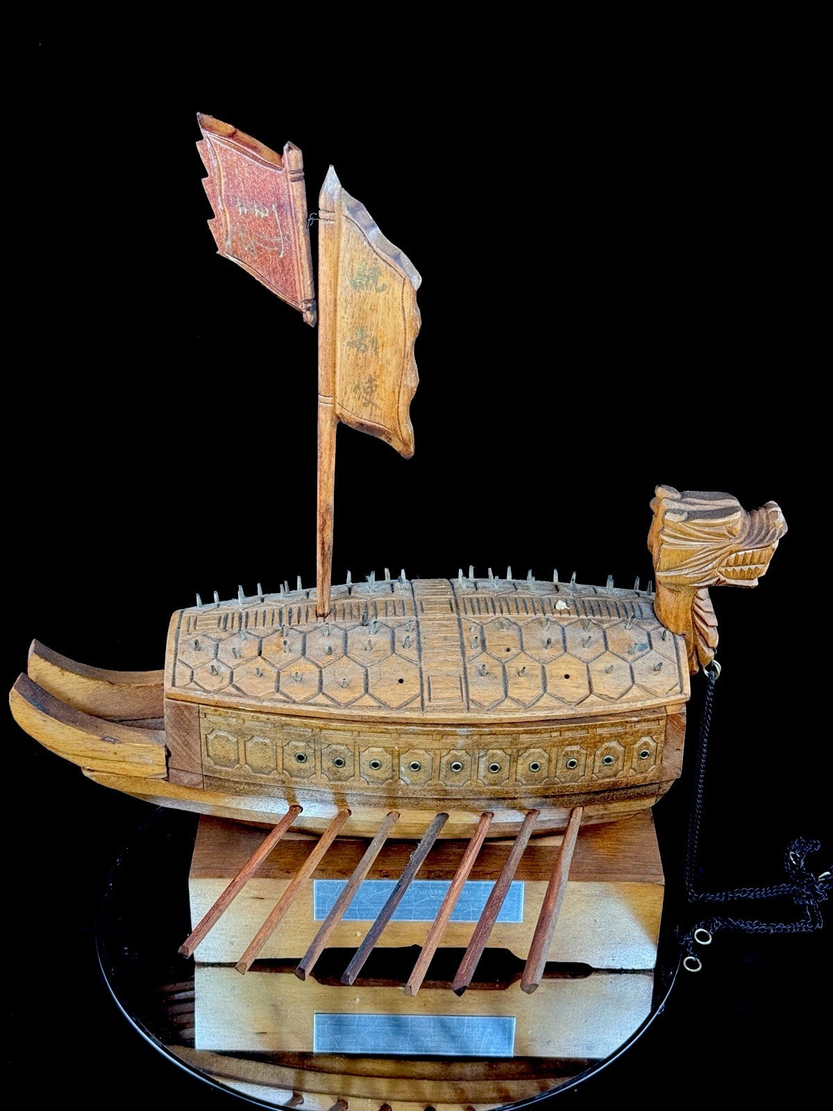 Handmade Korean Turtle Ship Model Geobukseon War Boat Wood 15” Dragon Head Korea6