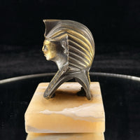Thumbnail for 1920s Pharaoh Bronze Bust Tutankhamun on Marble Base Egypt Figurine Decor B6