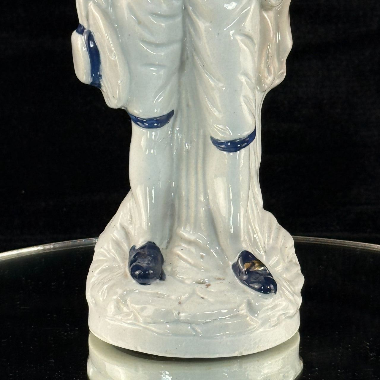 Antique Porcelain decor Colonial Man Figurine White Blue Glaze 11" Hand Painted5