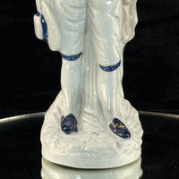 Thumbnail for Antique Porcelain decor Colonial Man Figurine White Blue Glaze 11