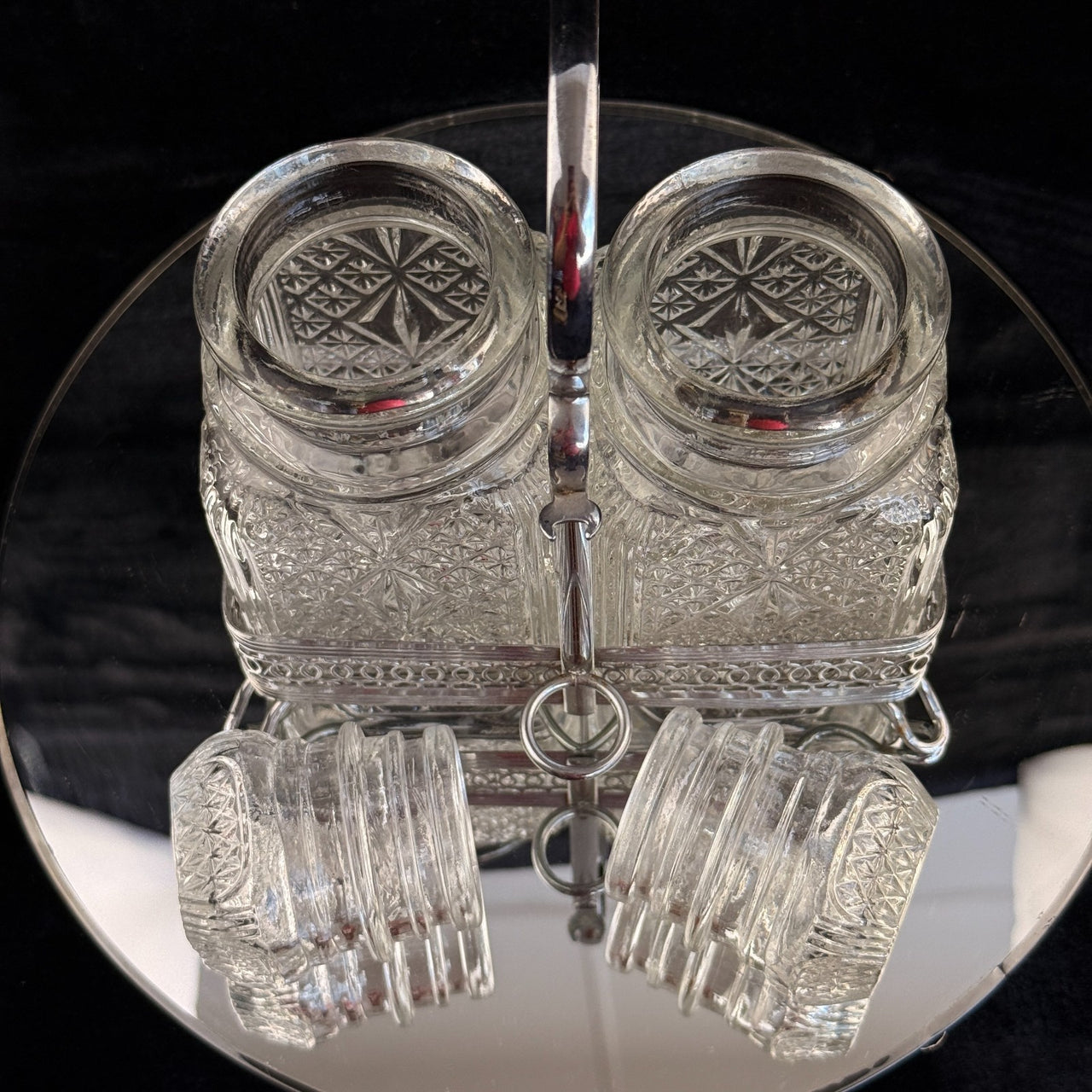 Vintage Cut Crystal Glassware & Spice Jar Set Elegant Tableware 5 Glasses & Jar8