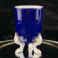 Thumbnail for Royal Worcester Tripod Vase Blue Cobalt Pink Rose Hand Painted Gilt Antique Styl5
