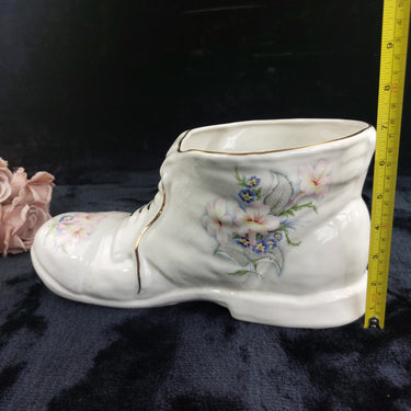 Maryleigh Pottery Boot Vase Floral Gilded Staffordshire 12