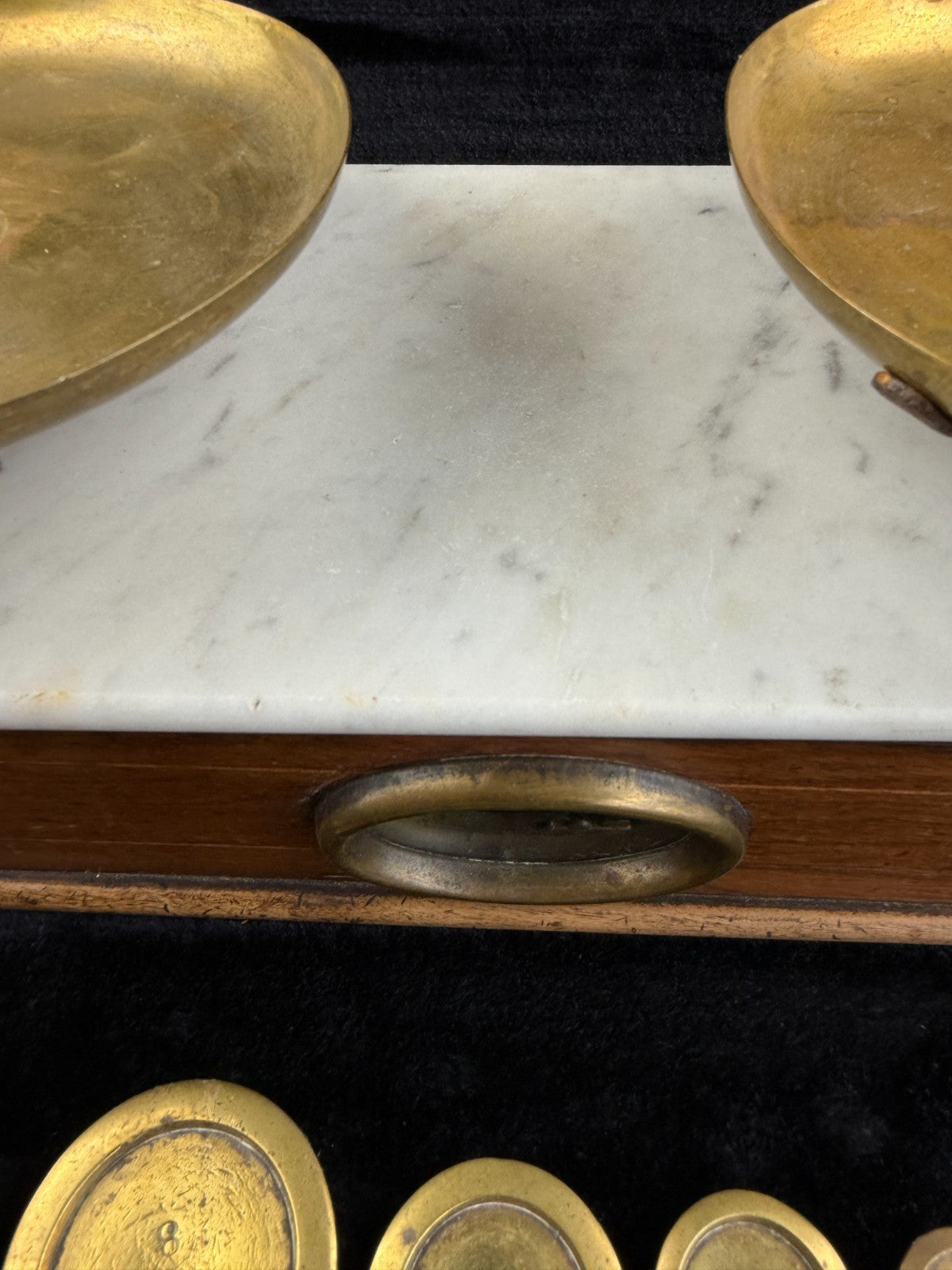 Rare Antique Victorian Apothecary Balance Scale with Marble Base & Brass Weight9
