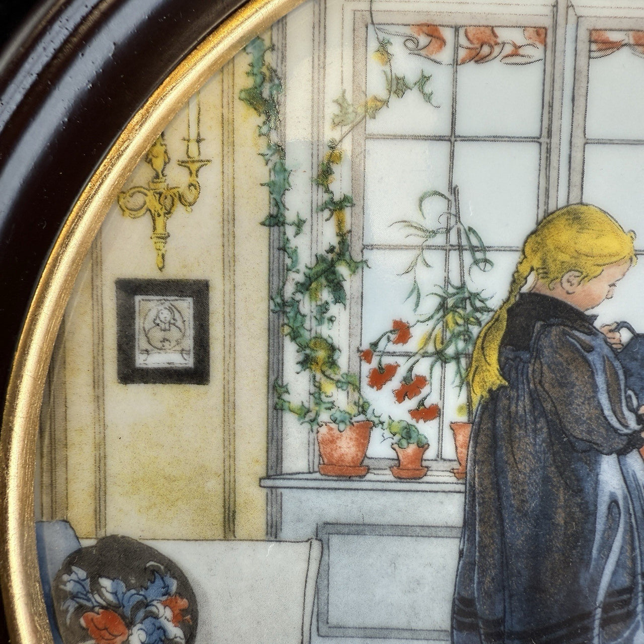 Royal Copenhagen Carl Larsson Flowers on the Windowsill Framed Porcelain Plate4