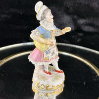 Thumbnail for Antique German Dresden Figurine  Porcelain Woman Floral Dress Lace Trim Repaired8