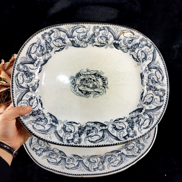 2* Antique large service plates1797-1861 T. Till & Son Wellington Transferware.0