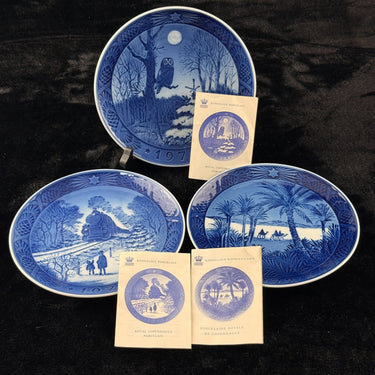 Royal Copenhagen 19721974 Christmas Plates Set of 3 Blue Porcelain Collectibles1