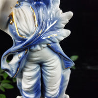 Thumbnail for Antique German Bisque Porcelain  Candle Holder Figurine – Blue & Gold Accents 9