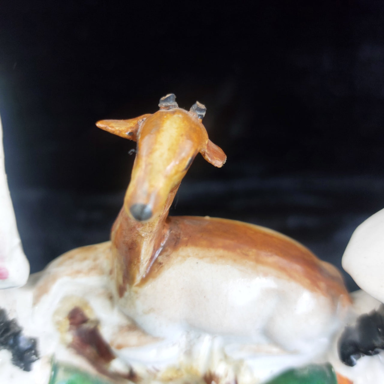 19th antique century Staffordshire Hunter Figurine Deer Antler 9" Clock see ear4