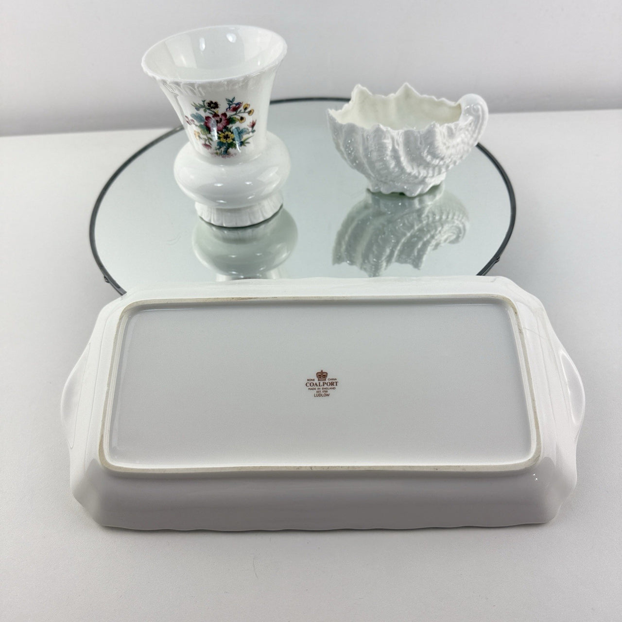 Coalport Ming &shell Rose Dish Vanity Set Tray Vase Trinket Bowl Gift Bone China15