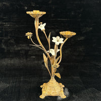 Thumbnail for Italian Style Bronzed Brass Floral Candlestick White Ceramic Flowers gift 40cm13