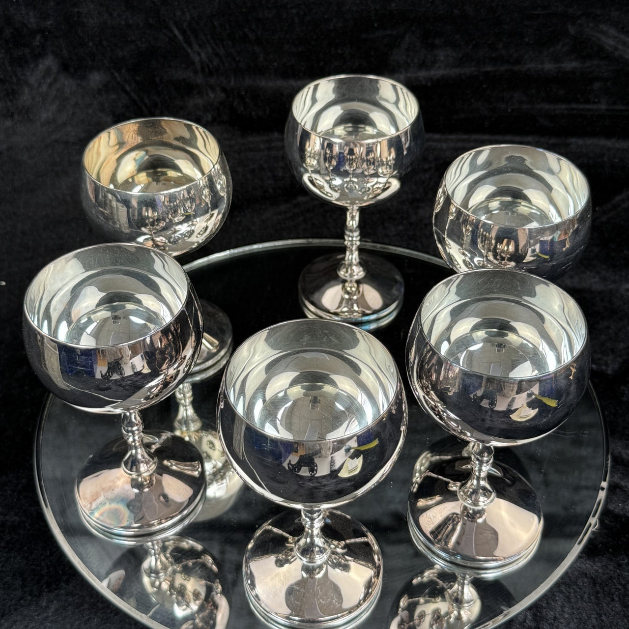 VALERO Plated Silver Goblets Set of 6 - Made in Spain - 12.5cm Tall silver decor15