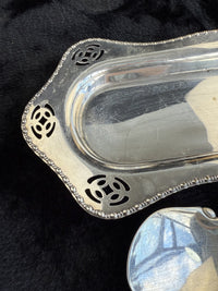 Thumbnail for Vintage SilverPlated Serving Tray and serving Spoon Set rectengle plate6