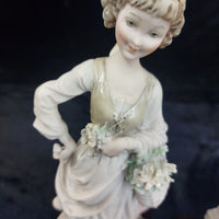 Thumbnail for Giuseppe Figurines Armani Pair Boy Girl Flowers Basket Romantic Scene 9