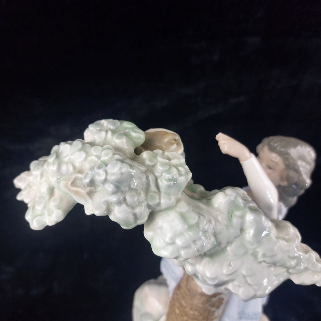 NAO Spain Porcelain Figurine 12" Girl Reaching Nest Bird Tree, broken finger6