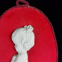 Thumbnail for Capodimonte 1960s - Velvet Red & Ceramic Wall Plaques decor, Made In Italy.6