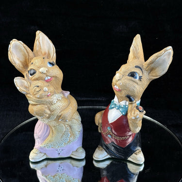 Rare Vintage Pepinware Rabbit Figurines Mr. & Mrs. Flopsy Wallasey easter decor1