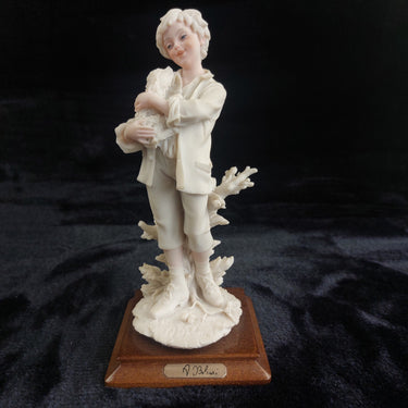 V. Belcari Figurine Boy with Dog Italy Armani Porcelain Sculpture Vintage 8