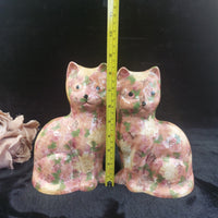 Thumbnail for Rose Park Cat Pair Good Floral Crackle Glaze 8.5