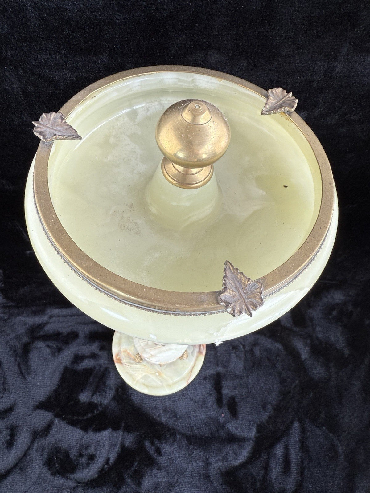 Art Deco Green Onyx Marble Brass Pedestal Ashtray Stand Tobacciana home decor11