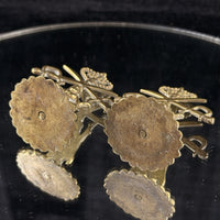 Thumbnail for Antique Brass Indian Army Emblems –3.5”.  Crowned Goddess Crossed Swords Pair 11