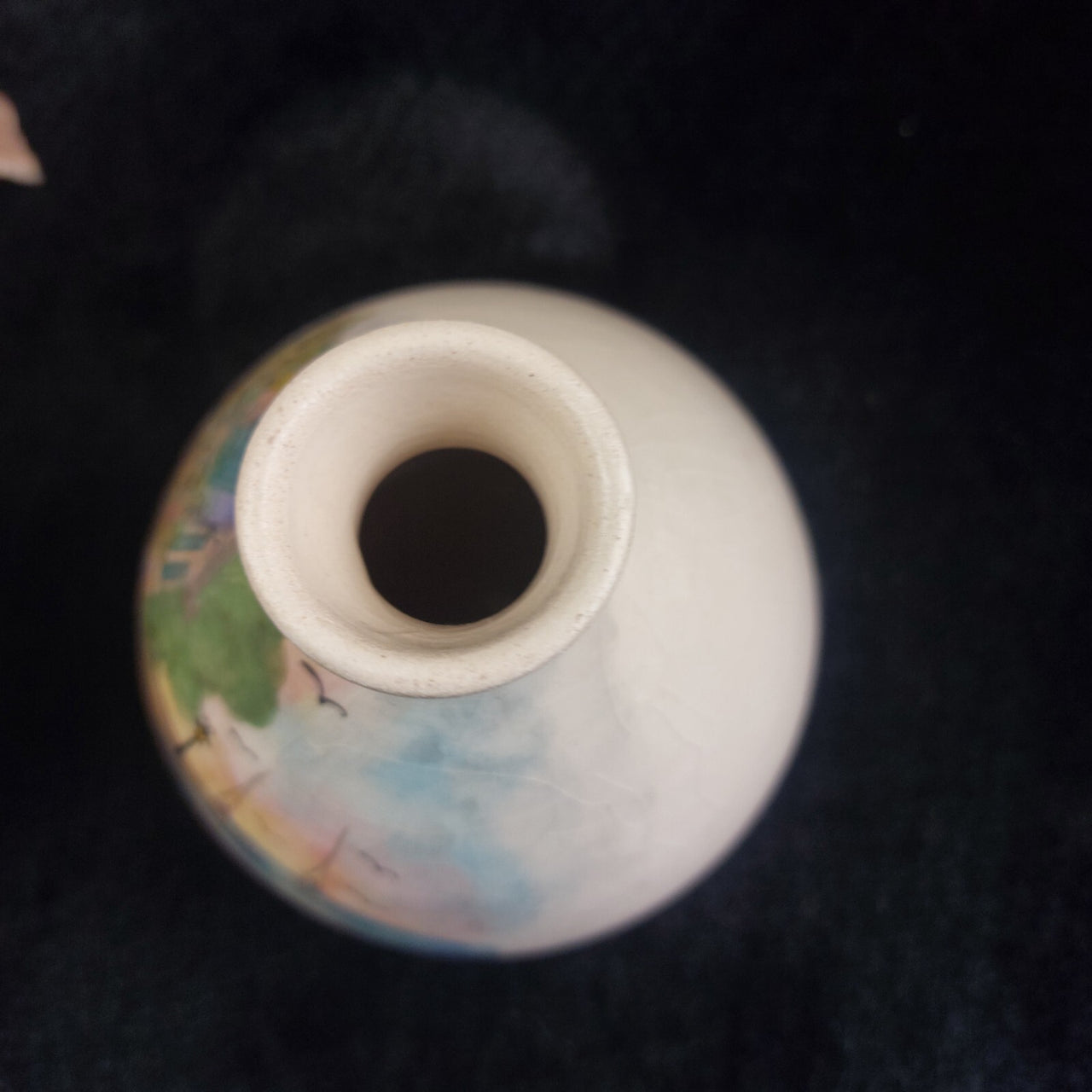 Ceramika Hand Painted Vase Scenic Coastal Art Glazed Good Condition 5.5" Poland.4