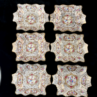 Thumbnail for James Pompadour Kent Chelsea Bowls x6 Center Dish Vintage Floral Gilt Set Large9