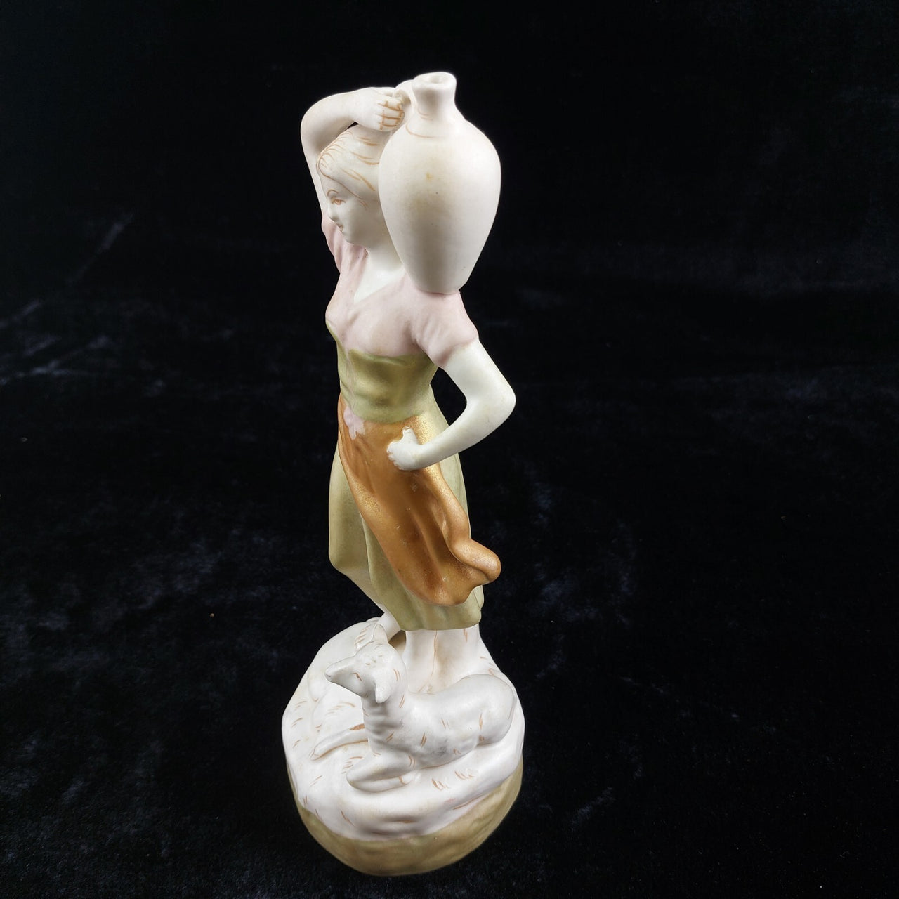 Royal Dux Silky   Figurine  Porcelain -Woman with Water Jug and Dog 1960–1978 .10
