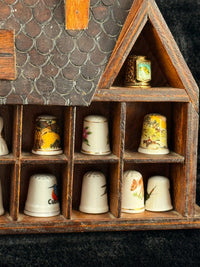 Thumbnail for Vintage Thimble Porcelain Collection x40 with 2 Wooden Display Racks Travel Souv9