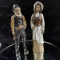 Thumbnail for Vintage  Signed by JR Art Pottery fisherman and wife clay figurine set of 2 Rare17