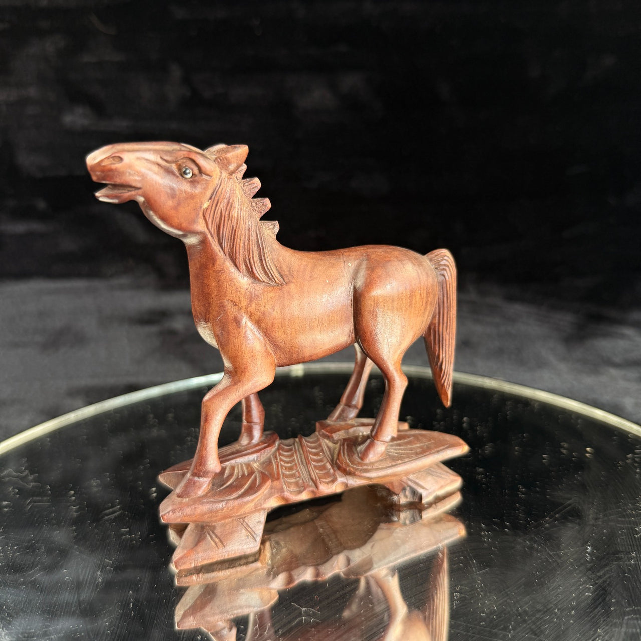 Set of 3 Vintage Hand-Carved Wooden Horses – Rustic Folk Art Figurines Ornament8