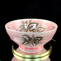 Thumbnail for Maling Coleus Pink Footed Bowl 20cm Vintage Leaf Pattern England 1950s gift0