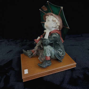 N Capodimonte Boy Dog Figurine Signed A.G. see pics 9.5