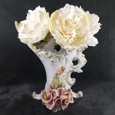 Francesco Capodimonte Italian Porcelain Italy Vase – Rococo Floral & Bird Design1