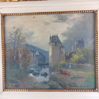 Thumbnail for 19th L. Century Henry Oil painting Castle Study 44×36cm See Gold Frame Antique.6