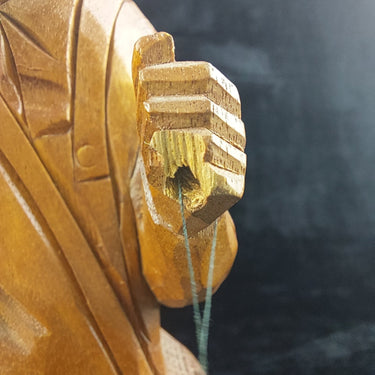 Vintage Wooden  SculptureFisherman Folk Art   Jocelyn Caron  Chipped Hand 1