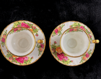 Thumbnail for Royal Albert Old Country Roses Cups & Saucers Set of 2 Bone China England 196213