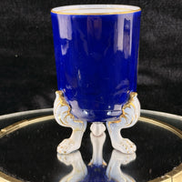 Thumbnail for Royal Worcester Tripod Vase Blue Cobalt Pink Rose Hand Painted Gilt Antique Styl6