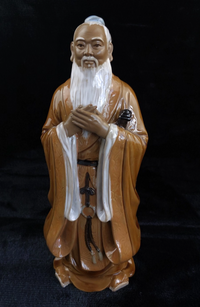Thumbnail for Chinese Porcelain Figure Confucius Good Glazed 1291g Statue Brown White Rob 30c0