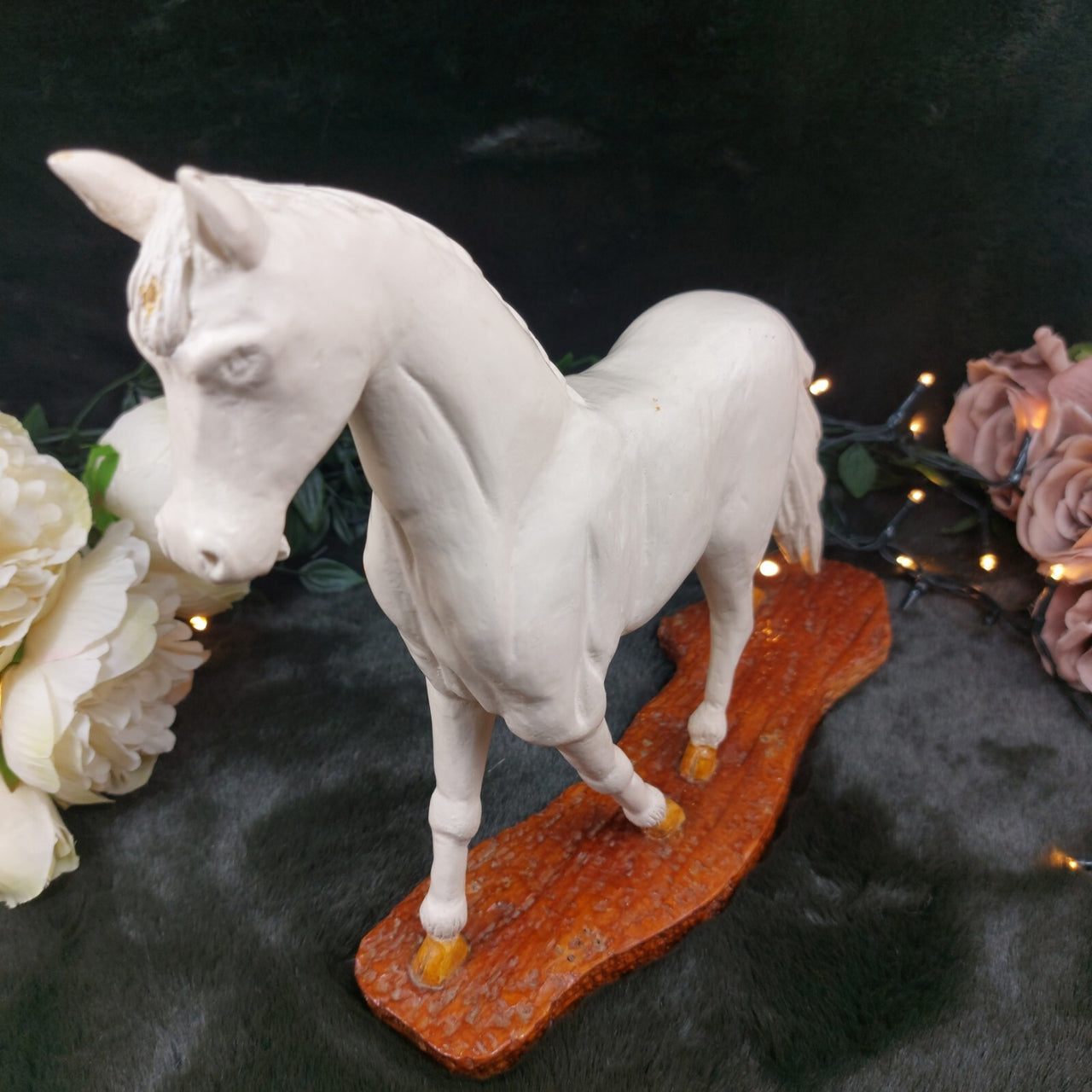 Hand Carved Wooden Horse Figurine â Nose Damage- Rustic Decor Sculpture Orname13