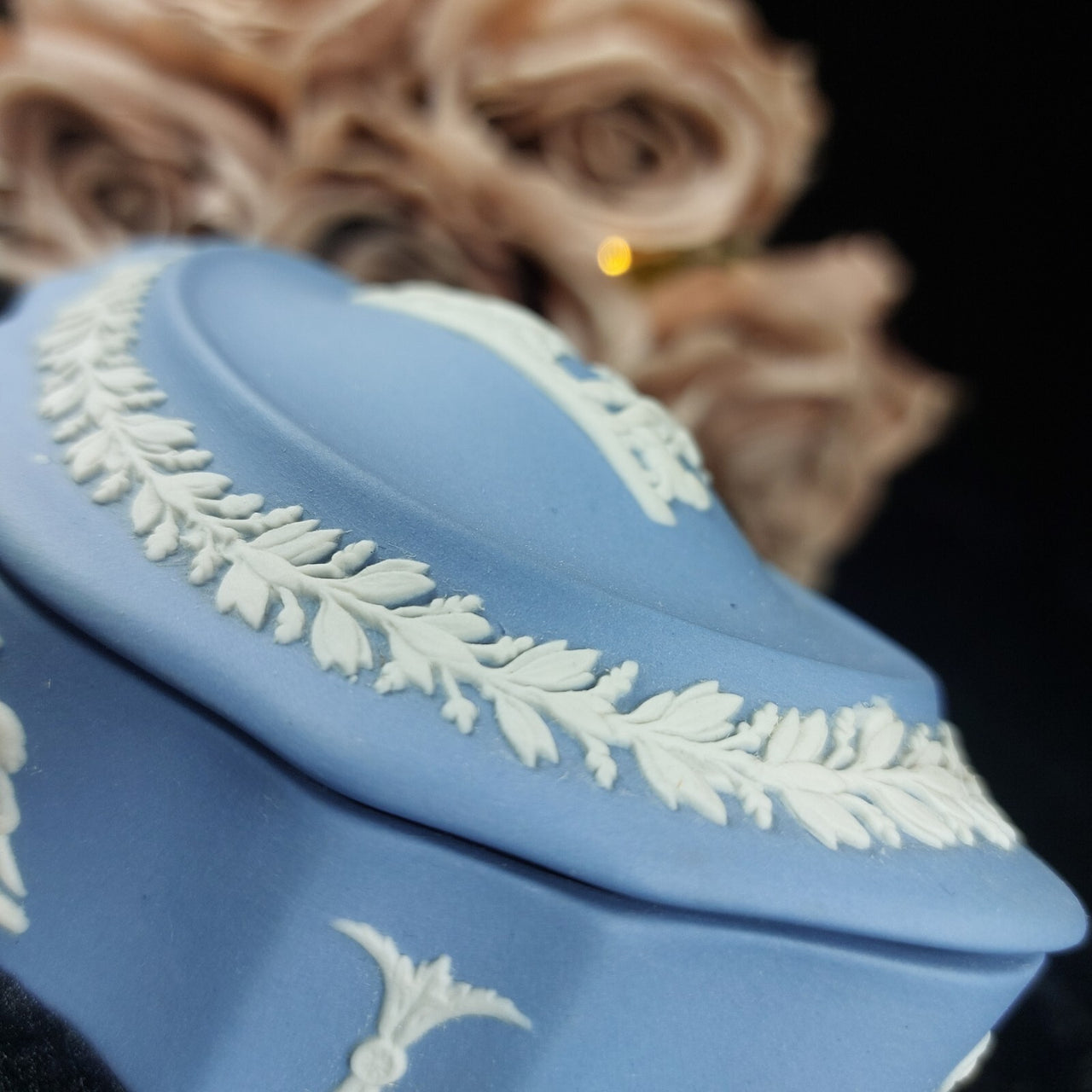 Wedgwood Jasperware  Blue Oval   Elegant Vintage Collectible Trinket Box 3